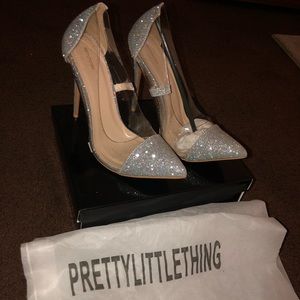 Silver Glitter Court Shoes